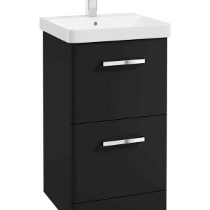 KORA  50cm Floor Standing 2 Drawer Vanity Unit Matt Black-Chrome Handles