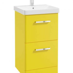 KORA  50cm Floor Standing 2 Drawer Vanity Unit Sun-Kissed Yellow Matt-Chrome Handle