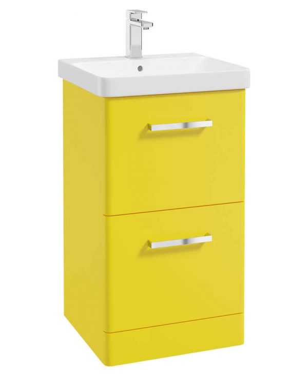  KORA  50cm Floor Standing 2 Drawer Vanity Unit Sun-Kissed Yellow Matt-Chrome Handle