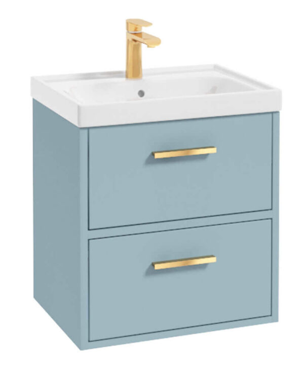  FINLAND 50cm Vanity unit Matt Morning Sky Blue-Brushed Gold Handle