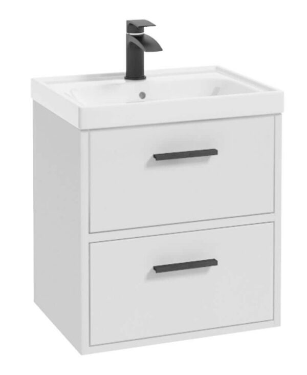  FINLAND 50cm Vanity unit Matt White-Matt Black Handles