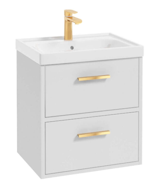  FINLAND 50cm Vanity unit Matt White-Brushed Gold Handles