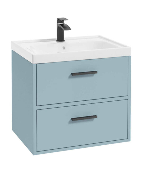  FINLAND 60cm Vanity unit Matt Morning Sky Blue-Matt Black Handles