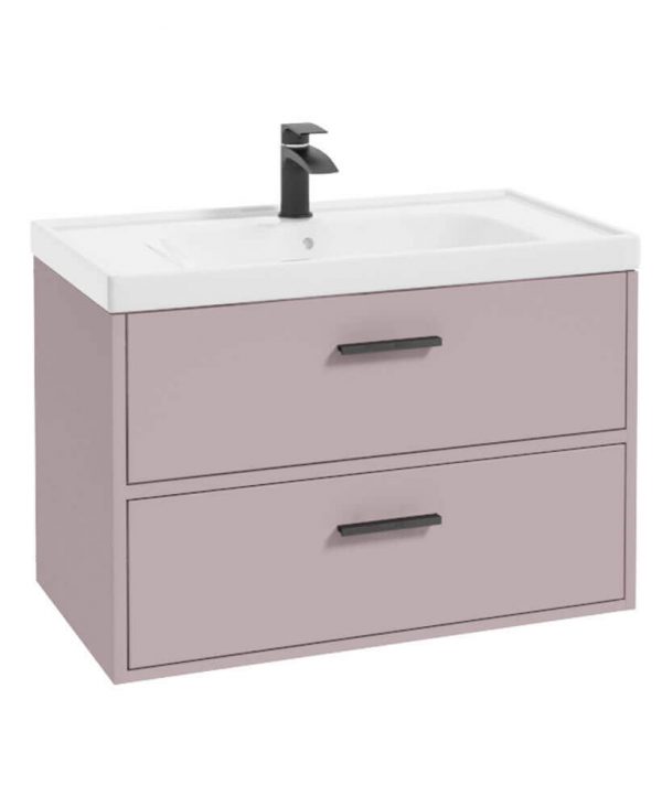  FINLAND 80cm Vanity unit Matt Cashmere Pink-Matt Black Handles