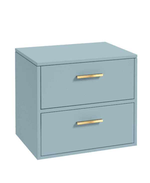  FINLAND 60cm Countetop Vanity Unit Matt Morning Sky Blue-Gold Handles