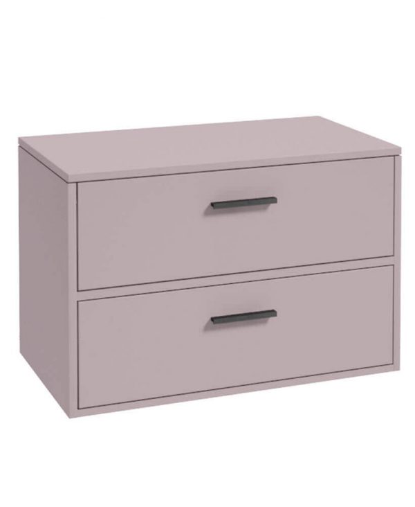  FINLAND 80cm Countetop Vanity Unit Matt Cashmere Pink-Matt Black Handles