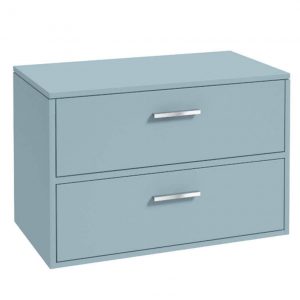 FINLAND 80cm Countetop Vanity Unit Matt Morning Sky Blue-Chrome Handles