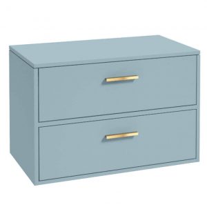 FINLAND 80cm Countetop Vanity Unit Matt Morning Sky Blue-Gold Handle