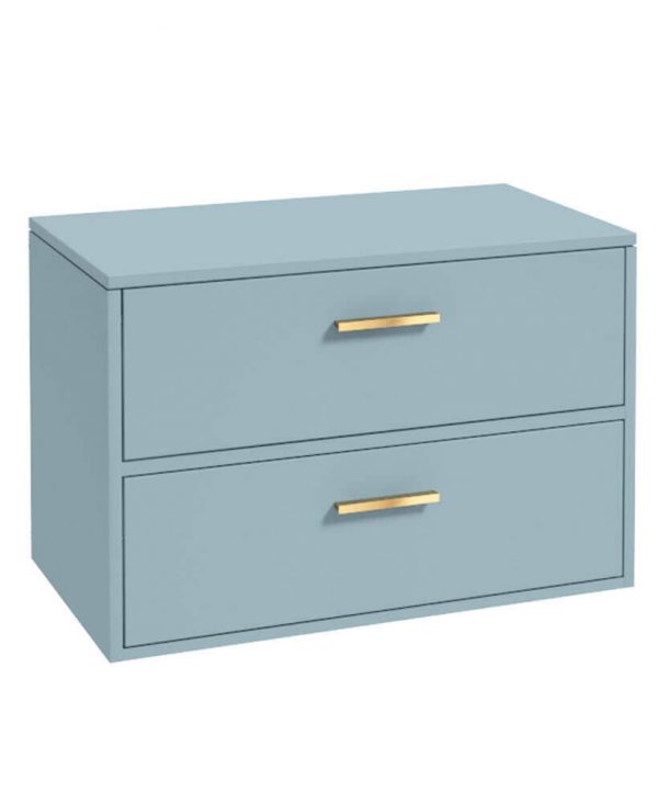  FINLAND 80cm Countetop Vanity Unit Matt Morning Sky Blue-Gold Handle