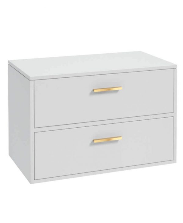  FINLAND 80cm Countetop Vanity Unit Matt White-Gold Handles