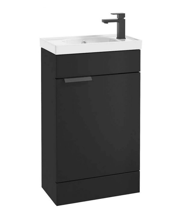  STOCKHOLM 50cm Floor Standing Cloakroom Matt Black Vanity Unit -Matt Black handle