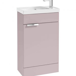 STOCKHOLM 50cm Floor Standing Cloakroom Matt Cashmere Pink Vanity Unit - Brushed Chrome handle