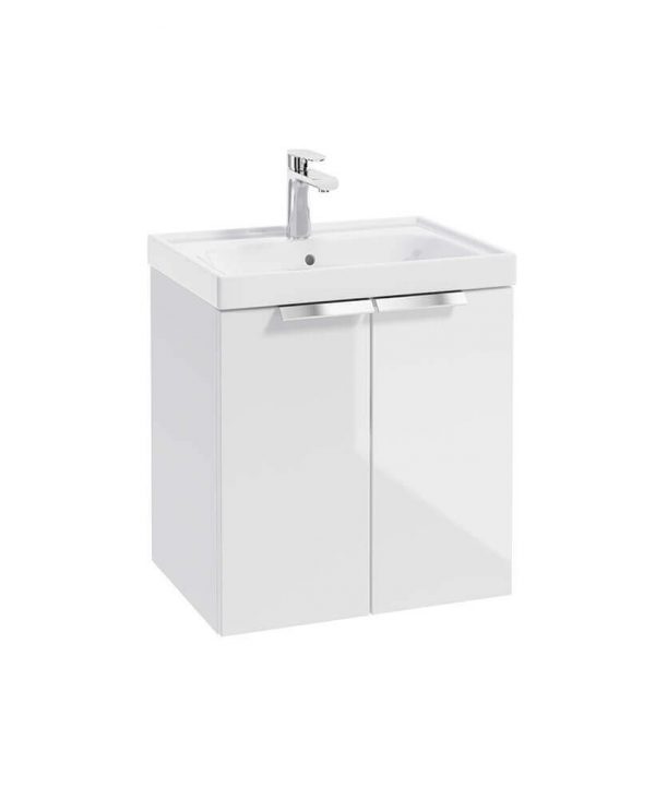  STOCKHOLM 50cm Two Door Wall Hung Gloss White Vanity Unit - Brushed Chrome Handles