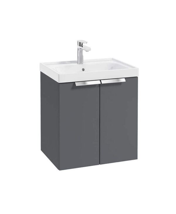  STOCKHOLM 50cm Two Door Wall Hung Matt Midnight Grey Vanity Unit - Brushed Chrome Handles