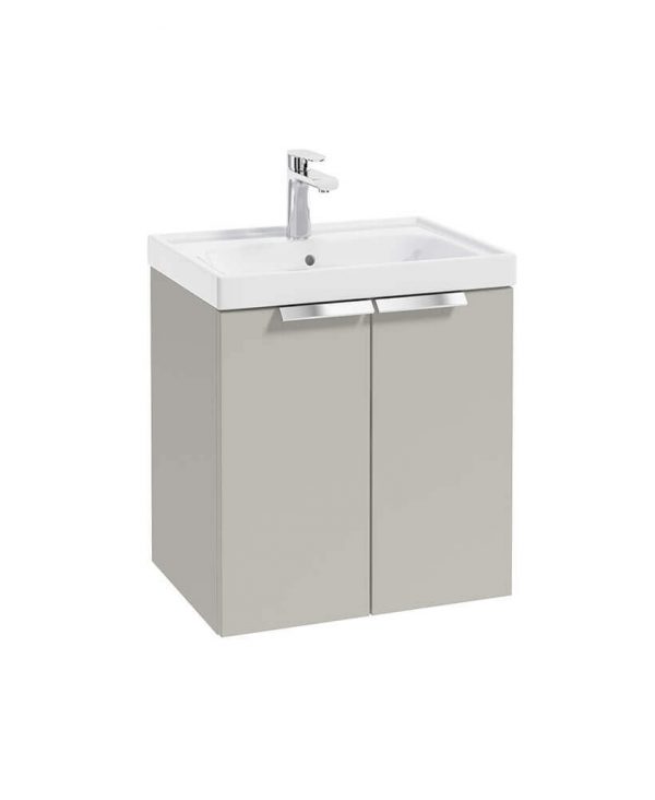  STOCKHOLM 50cm Two Door Wall Hung Matt Arctic Grey Vanity Unit - Brushed Chrome Handles