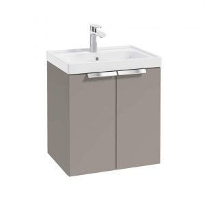 STOCKHOLM 50cm Two Door Wall Hung Matt Khaki Vanity Unit - Brushed Chrome Handles