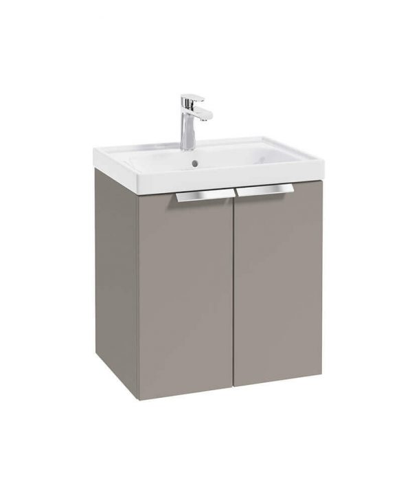  STOCKHOLM 50cm Two Door Wall Hung Matt Khaki Vanity Unit - Brushed Chrome Handles