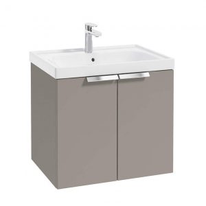 STOCKHOLM 60cm Two Door Wall Hung Matt Khaki Vanity Unit - Brushed Chrome Handles