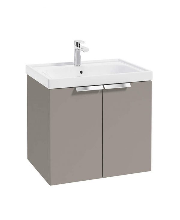  STOCKHOLM 60cm Two Door Wall Hung Matt Khaki Vanity Unit - Brushed Chrome Handles