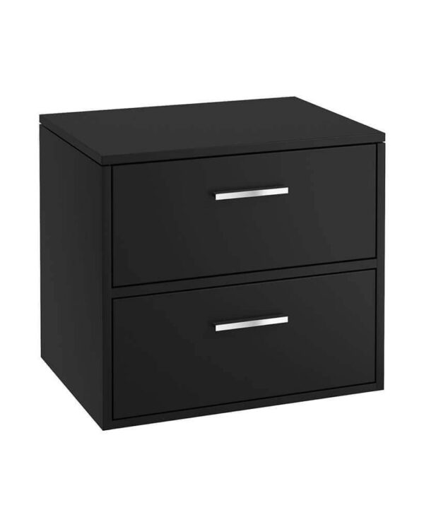  FINLAND 60cm Matt Black Countertop Vanity Unit - Brushed Chrome Handles