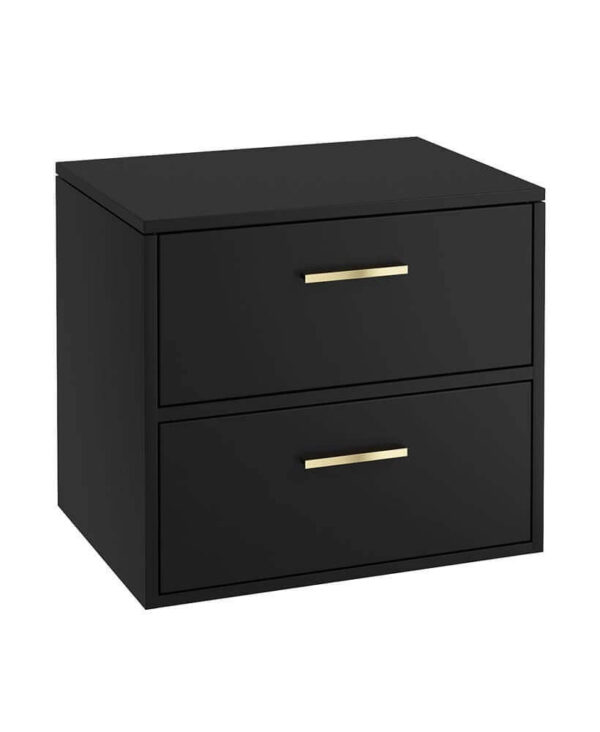  FINLAND 60cm Matt Black Countertop Vanity Unit - Brushed Gold Handles