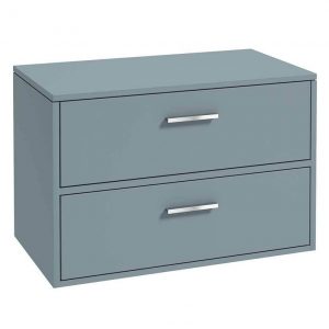 FINLAND 80cm Matt Coral Green Countertop Wall Hung Vanity Unit - Brushed Chrome Handle