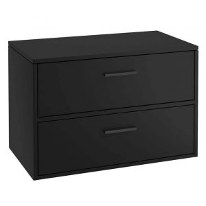 FINLAND 80cm Matt Black Countertop Wall Hung Vanity Unit - Matt Black Handle