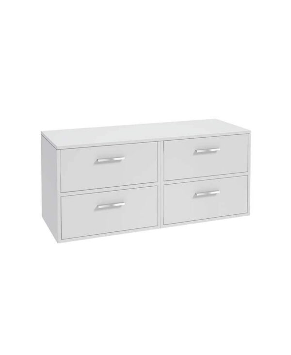  FINLAND 120cm Matt White Countertop Wall Hung Vanity Unit -Matt Black Handle