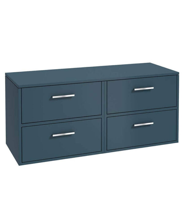  FINLAND 120cm Matt Ocean Blue Countertop Wall Hung Vanity Unit - Brushed Chrome Handle