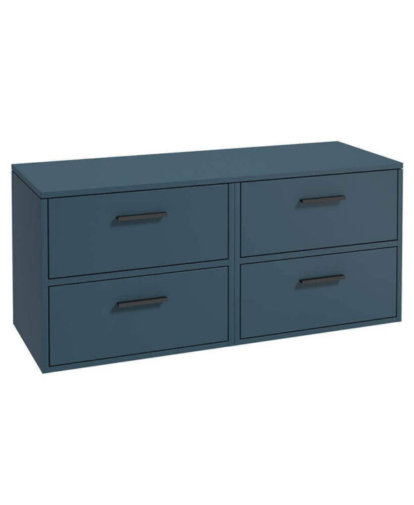  FINLAND 120cm Matt Ocean Blue Countertop Wall Hung Vanity Unit -Matt Black Handle