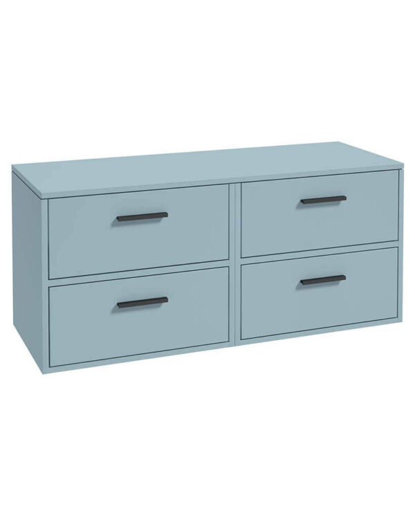  FINLAND 120cm Matt Morning Sky Blue Countertop Wall Hung Vanity Unit -Matt Black Handle