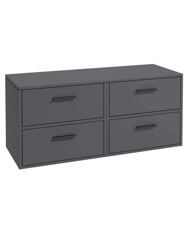  FINLAND 120cm Matt Midnight Grey Countertop Wall Hung Vanity Unit -Matt Black Handle