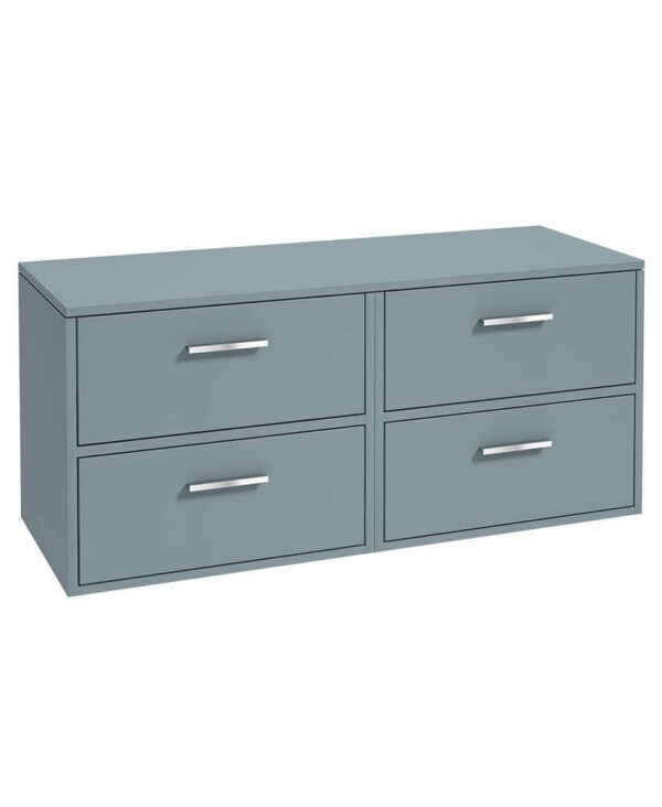  FINLAND 120cm Matt Coral Green Countertop Wall Hung Vanity Unit - Brushed Chrome Handle