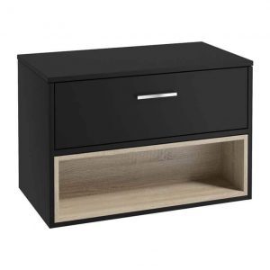 MALMO 80cm Matt Black Single Drawer Countertop Vanity Unit - Brushed Chrome Handle