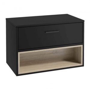 MALMO 80cm Matt Black Single Drawer Countertop Vanity Unit - Matt Black Handle