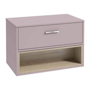 MALMO 80cm Matt Cashmere Pink Single Drawer Countertop Vanity Unit - Brushed Chrome Handle