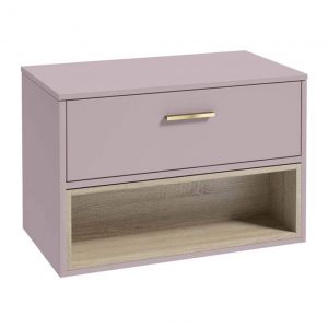 MALMO 80cm Matt Cashmere Pink Single Drawer Countertop Vanity Unit - Brushed Gold Handle