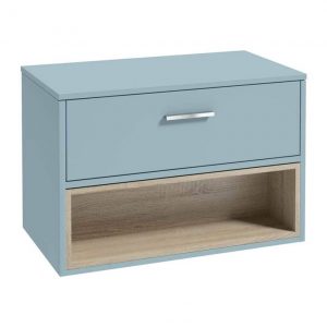 MALMO 80cm Matt Morning Sky Blue Single Drawer Countertop Vanity Unit - Brushed Chrome Handle