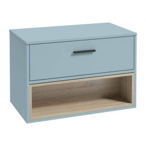 MALMO 80cm Matt Morning Sky Blue Single Drawer Countertop Vanity Unit - Matt Black Handle