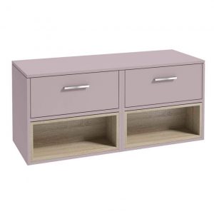 MALMO 120cm Matt Cashmere Pink Two Drawer Countertop Vanity Unit - Brushed Chrome Handle