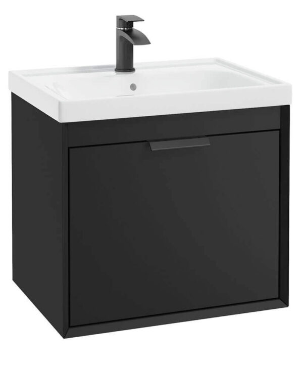  FJORD 60cm Matt Black Wall Hung Vanity Unit-Matt Black Handle