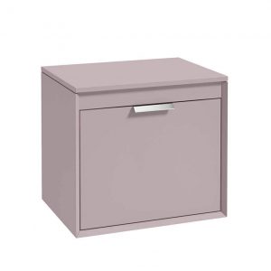 FJORD 60cm Matt Cashmere Pink Countertop Vanity Unit - Brushed Chrome Handle