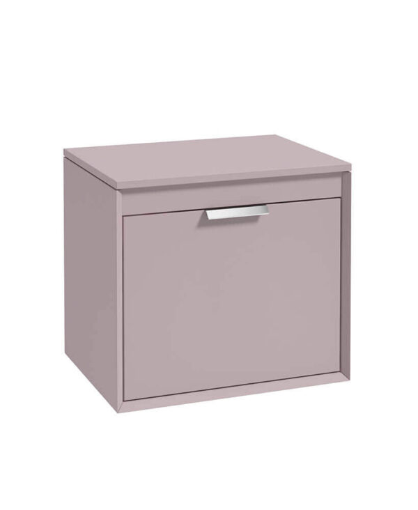  FJORD 60cm Matt Cashmere Pink Countertop Vanity Unit - Brushed Chrome Handle