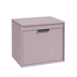 FJORD 60cm Matt Cashmere Pink Countertop Vanity Unit - Matt Black Handle