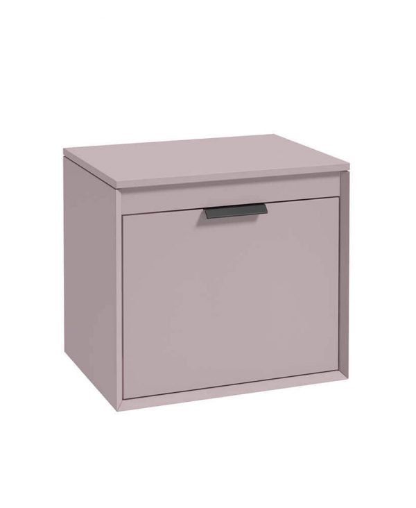  FJORD 60cm Matt Cashmere Pink Countertop Vanity Unit - Matt Black Handle