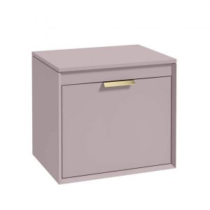 FJORD 60cm Matt Cashmere Pink Countertop Vanity Unit - Brushed Gold Handle