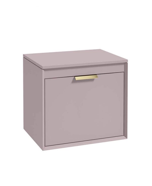  FJORD 60cm Matt Cashmere Pink Countertop Vanity Unit - Brushed Gold Handle