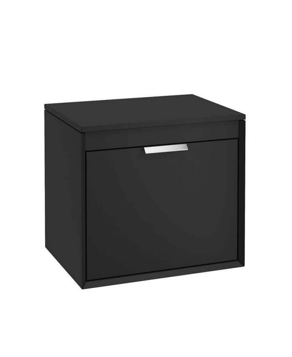  FJORD 60cm Matt Black Countertop Vanity Unit - Brushed Chrome Handle