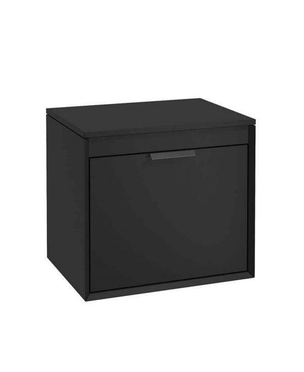  FJORD 60cm Matt Black Countertop Vanity Unit - Matt Black Handle