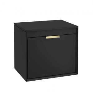 FJORD 60cm Matt Black Countertop Vanity Unit - Brushed Gold Handle